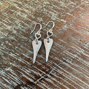 NWT Heart Earrings Silver Dangling Sweetheart Romantic Jewelry